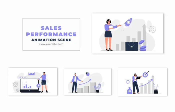 Sales Performance Concept Flat Design Animation Scene